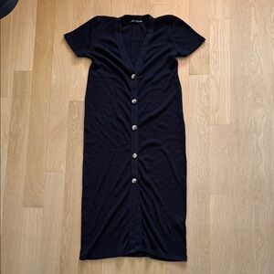 Zara Black Midi Dress with Silver Buttons